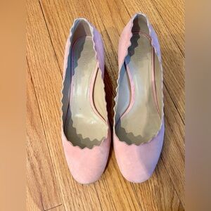 Chloe Chic Pink Scalloped Women's Block Heels